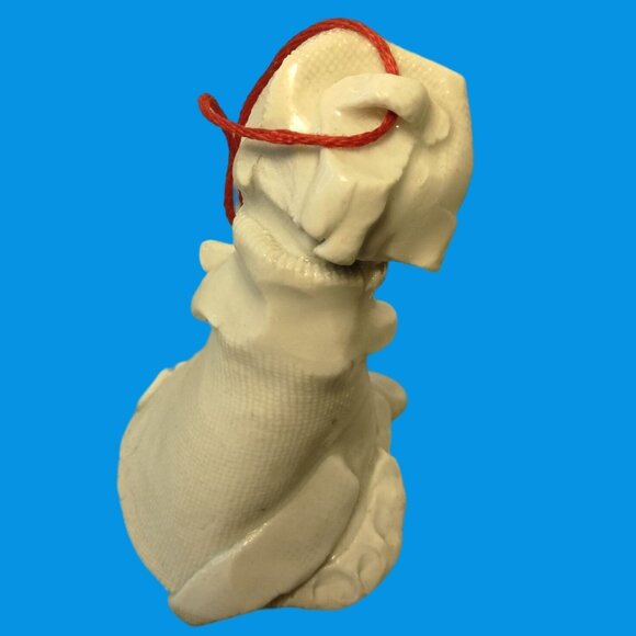 White Dog in Dress Bonnet Vintage Rustic Primitive Unique Ceramic Pinch Art OOAK - Picture 4 of 7